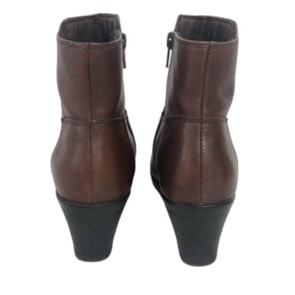 Clarks Brown Leather Side Zip Ankle Fashion Boots Size 8.5M - Picture 4 of 9